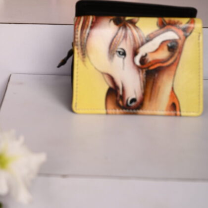 Yellow eco friendly Leather Wallet for Women Handmade Equus Design