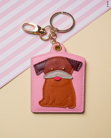 BROWN & PINK DOG CHARM