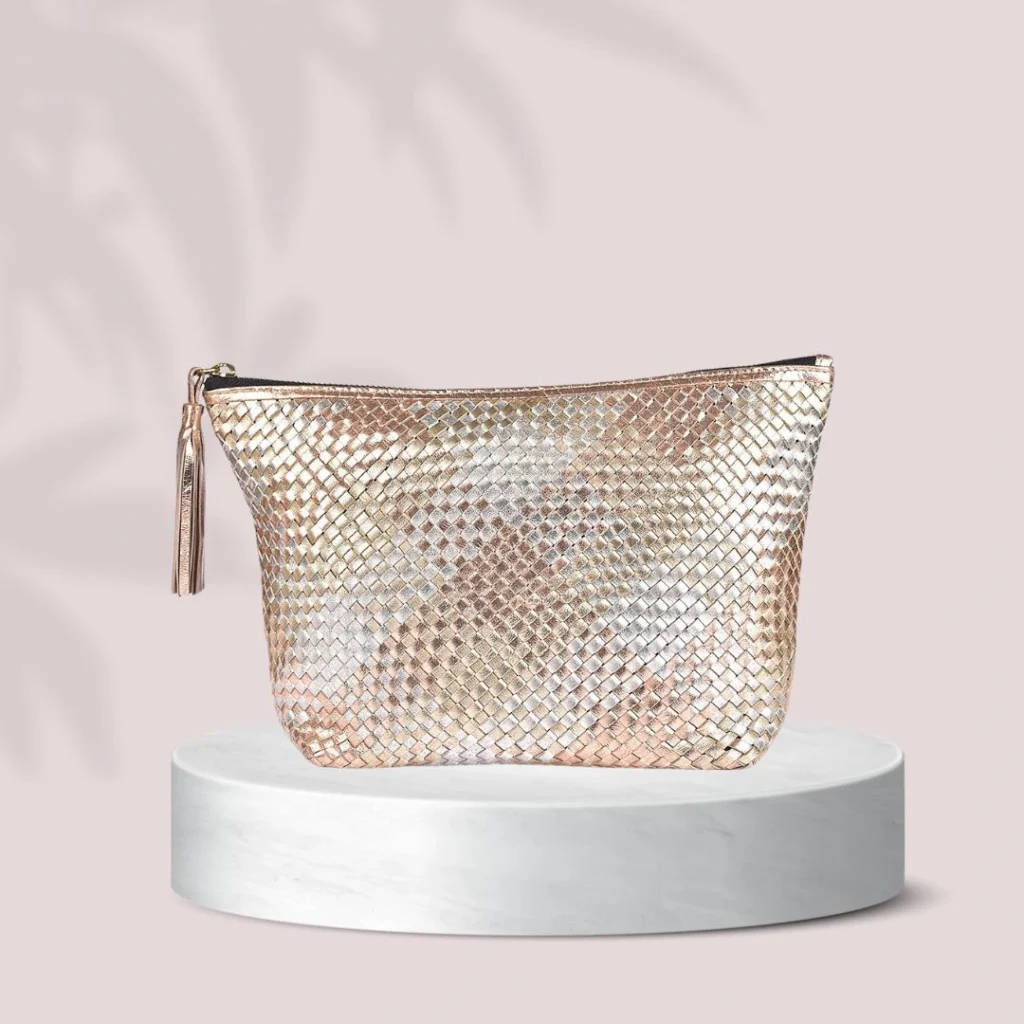 Premium vegan mini cosmetic makeup bag with minimalist design