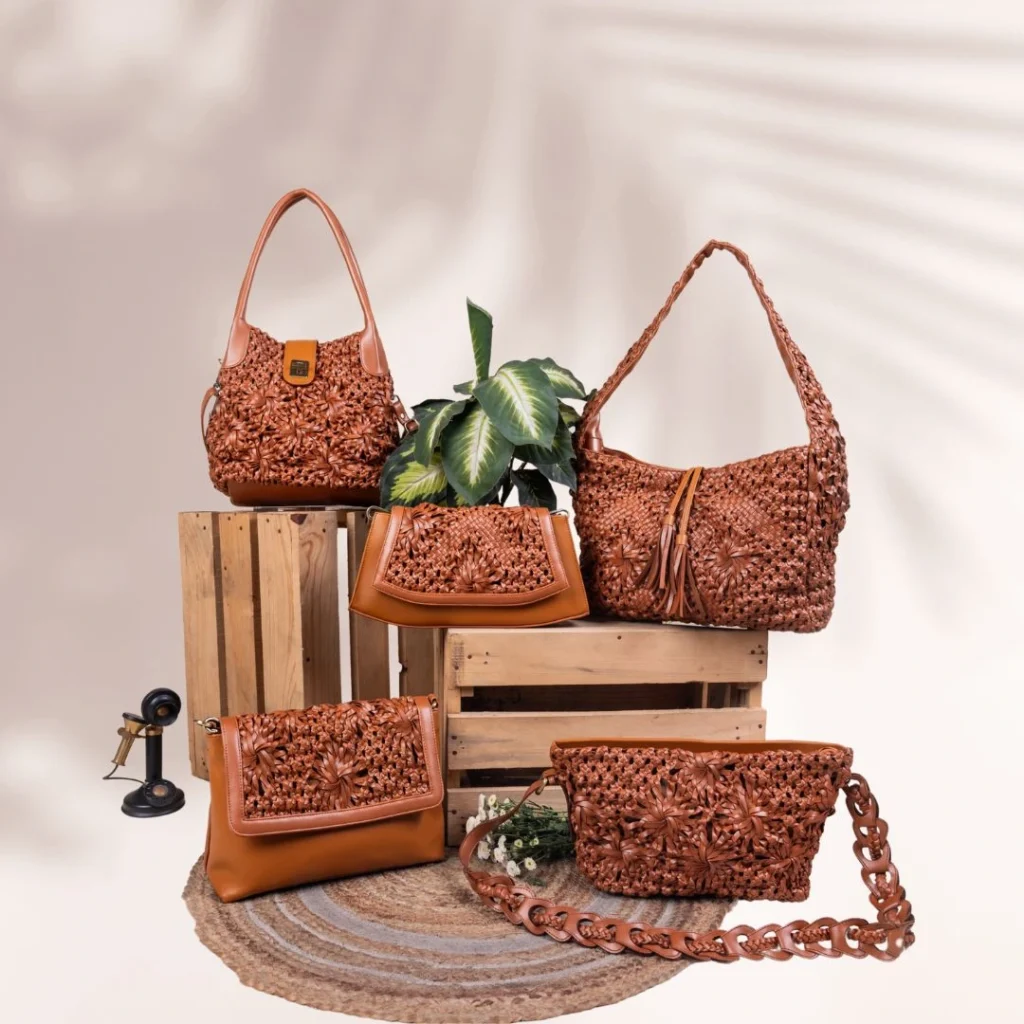 Brown leather began leather tote bags with minimalist style for daily use